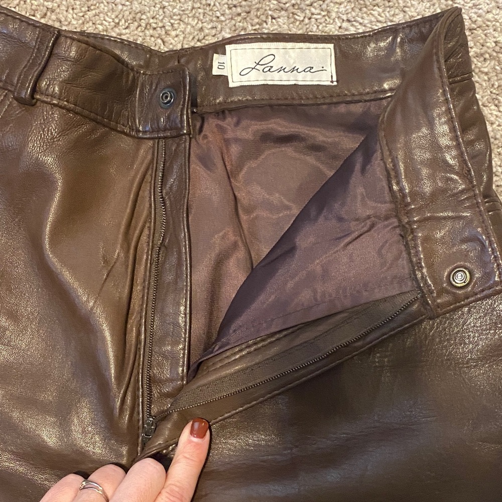 Vintage Leather Lanna pants size 10 Brown - Picture 3 of 16